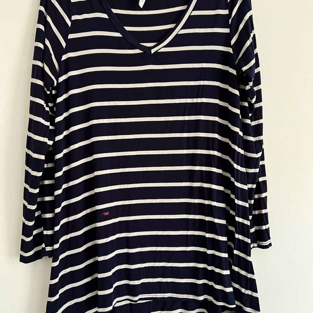Pop Young Navy and White Striped Women's Top